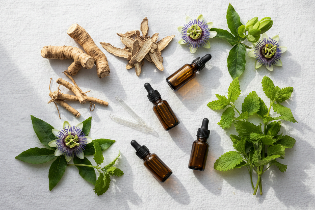 Adaptogens & Nervines for Sleep: Ashwagandha, Valerian, Passionflower
