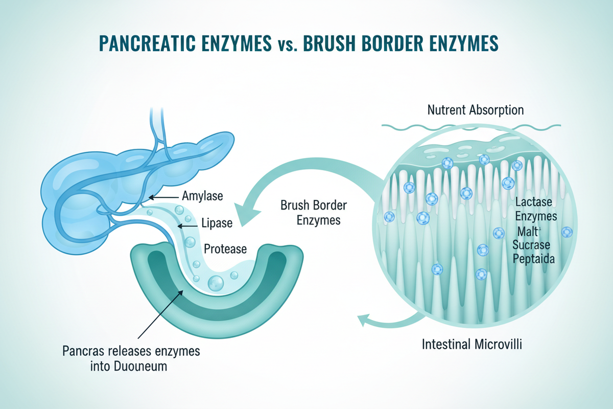 Pancreatic vs. Brush Border Enzymes: Understanding the Two-Stage Digestion System