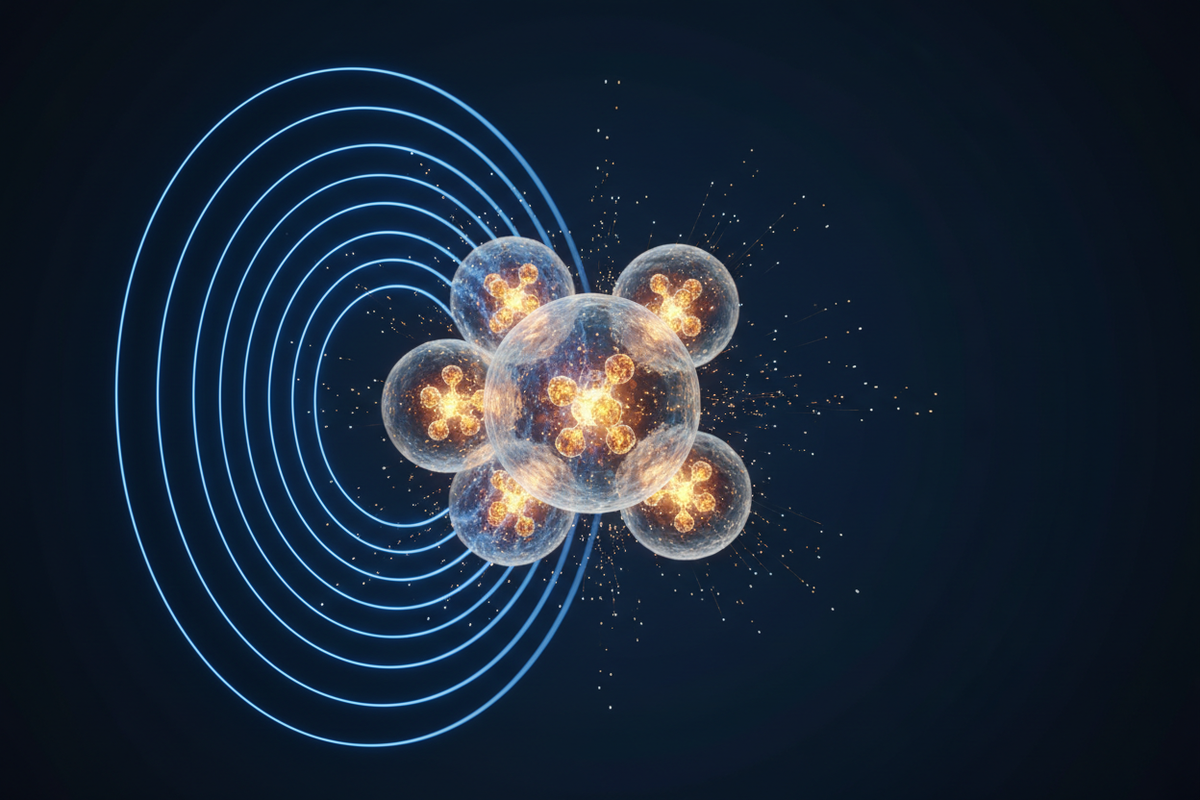 Sonodynamic Therapy — focused ultrasound waves activating sonosensitizer molecules generating reactive oxygen species within tumor cells